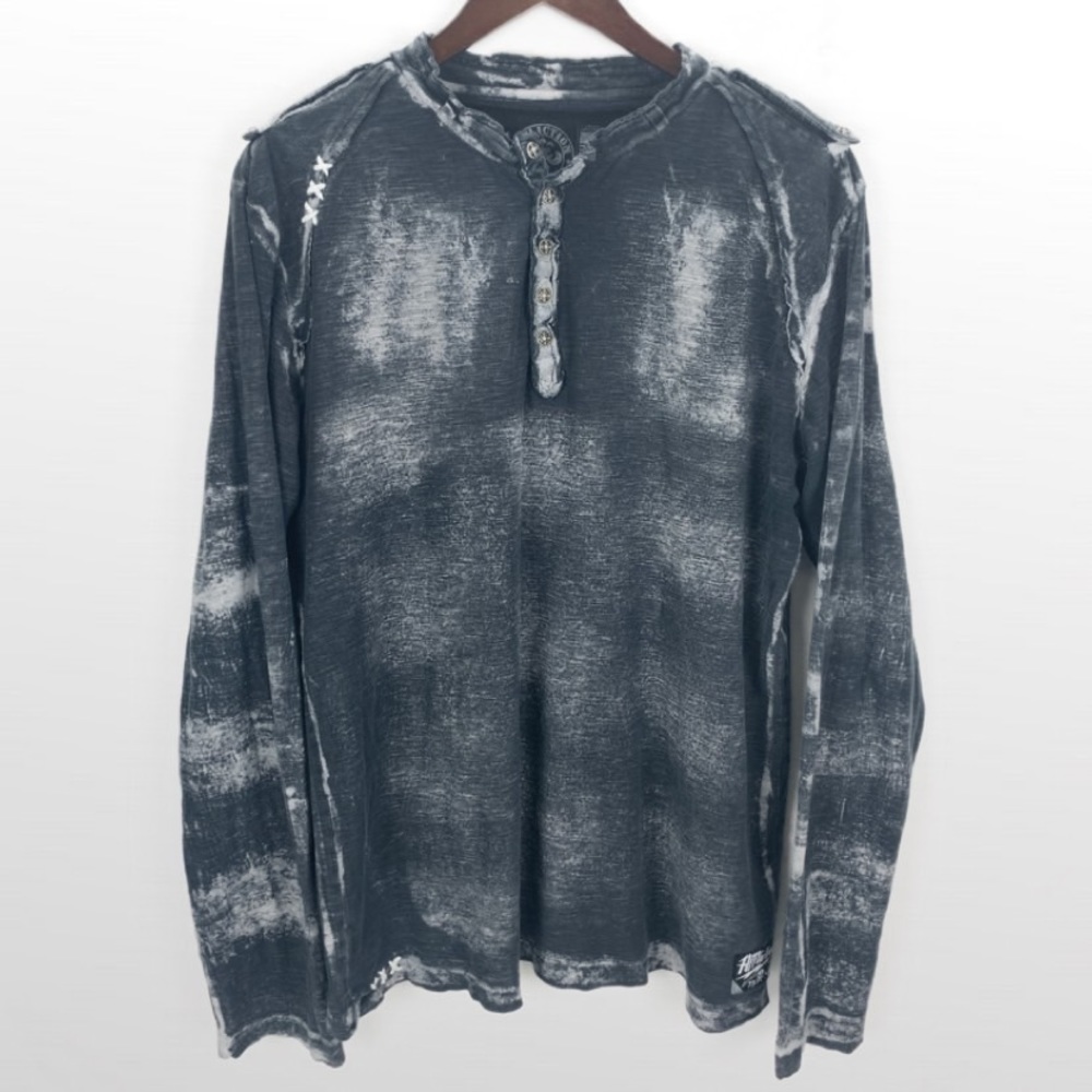 Affliction Distressed long sleeve Gray T Shirt